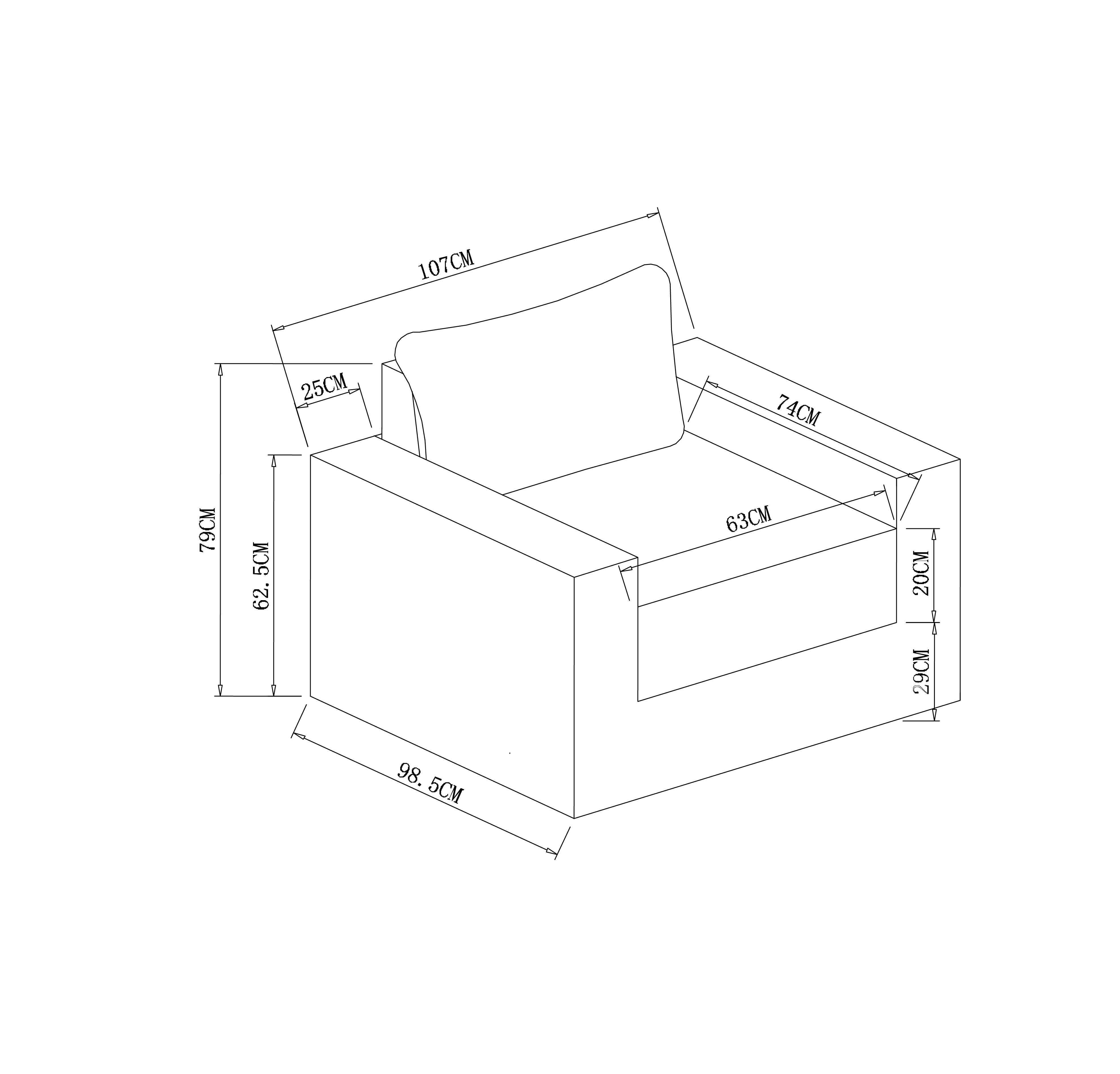 Siesta 3 Seat Lounge Set dimensions
